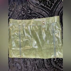 shape sage green faux leather skirt